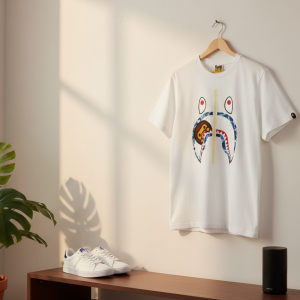 BAPE Shark Face White Cotton Graphic T-Shirt
