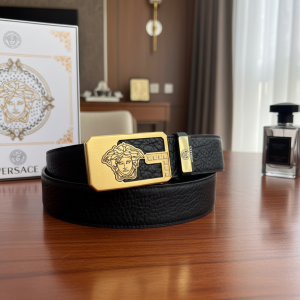 Versace Luxury Leather Belt Gold Silver Buckle