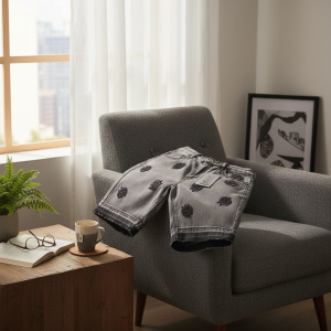 GOD SPEED Black Denim Embroidered Casual Shorts