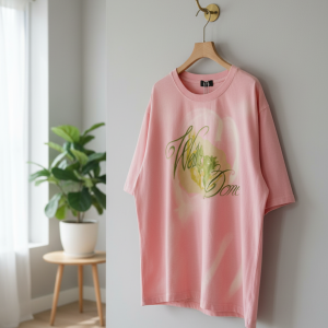 WE11DONE Pink Casual Graphic T-Shirt