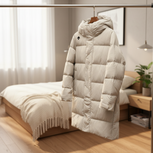 Descente Winter Hooded Long Down Jacket Beige