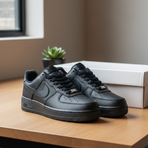 Nike Air Force 1 Black Leather Sneakers