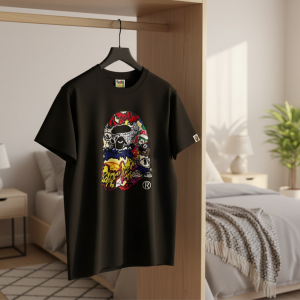 A Bathing Ape Black Graphic Streetwear T-Shirt