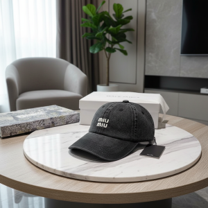 Miu Miu Black Denim Baseball Cap