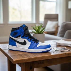 Nike Air Jordan 1 Blue White High Top Sneakers
