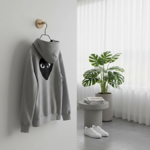 CDG Play Heart Logo Grey Hoodie