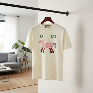 Gucci Horse Print White Cotton T-Shirt