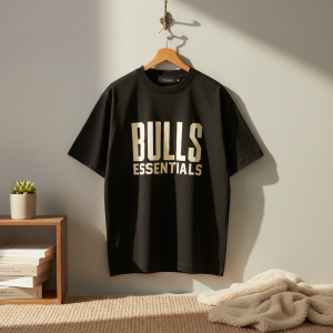 Bulls Essentials Black Cotton Casual T-Shirt
