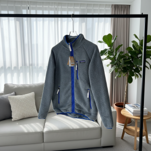 Patagonia Men Fleece Jacket Gray Zip Outdoor Coat