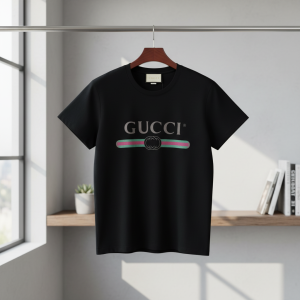 Gucci Classic Logo Print Black Cotton T-Shirt