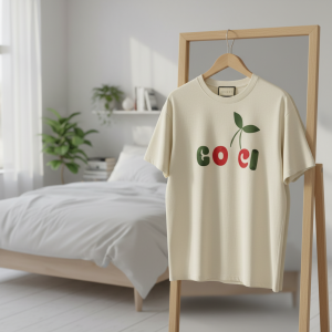 Gucci Cherry Logo Beige Cotton T-Shirt