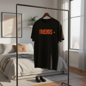 Vlone Friends Black Orange Printed Cotton T-Shirt