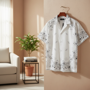 Amiri Bandana Print Short Sleeve Shirt White