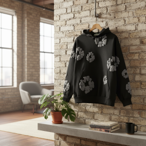 DenimTears Black Floral Print Oversized Hoodie