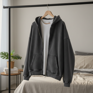 Vintage Black Zip Up Hoodie Sweatshirt