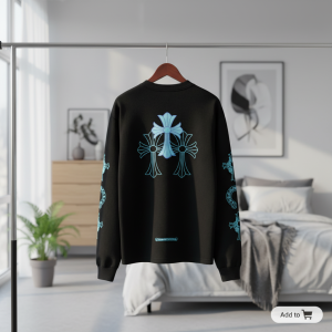 Chrome Hearts Black Hoodie Blue Cross Sweater