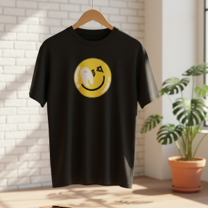 Gucci Black T-Shirt Smiley Face Graphic Tee
