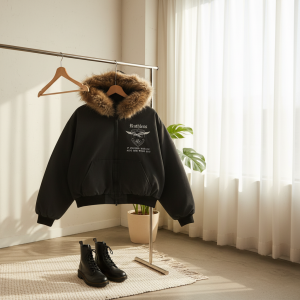 Ruthless Fur Hooded Black Winter Jacket