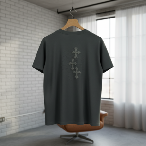 Amiri Black Cross Embroidered Cotton T-Shirt
