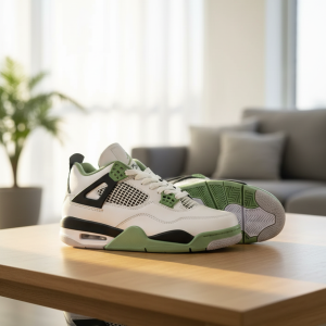Nike Air Jordan 4 Retro Green White Sneakers