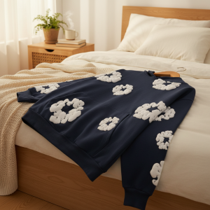 Denim Tears Navy Floral Print Hoodie