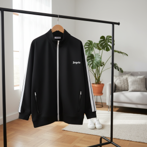 Palm Angels Black Zip Track Jacket Men