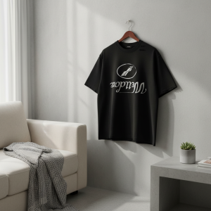 WE11DONE Black Logo Print Cotton T-Shirt