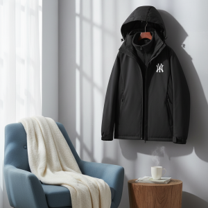 Men’s Baseball Team Logo Windproof Hooded Jacket Black