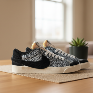 Nike Blazer Low Black White Pattern Sneakers