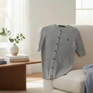 Ralph Lauren Polo Knit Gray Short Sleeve Sweater