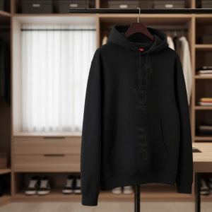 Supreme Black Lettered Logo Pullover Hoodie Sweater