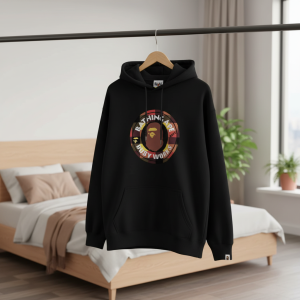 A Bathing Ape Black Logo Graphic Hoodie