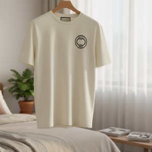 Gucci 1921 Logo Beige Cotton T-Shirt