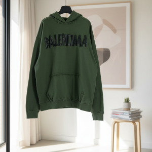 Balenciaga Oversized Green Logo Print Hoodie
