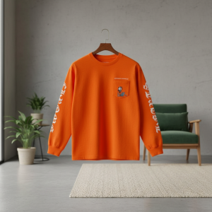 Chrome Hearts Build Graphic Orange Long Sleeve T-Shirt