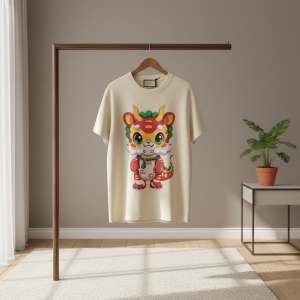 Gucci Cartoon Dragon Print Beige T-Shirt