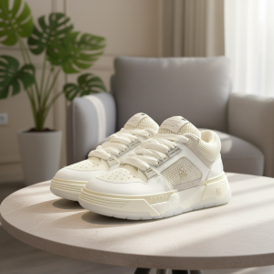 Amiri White Mesh Leather Low Top Sneakers