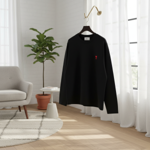 AMI Paris Black Heart Logo Long Sleeve T-Shirt