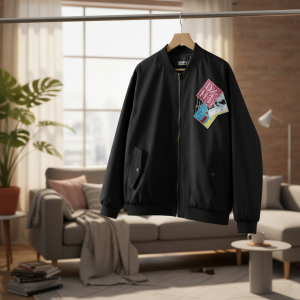 JacketsMr.gnight Black Bomber Jacket Streetwear Zip Coat