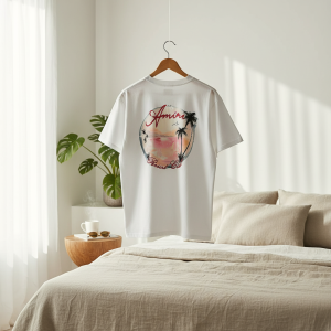 Amiri Resort Club Palm Print White T-Shirt