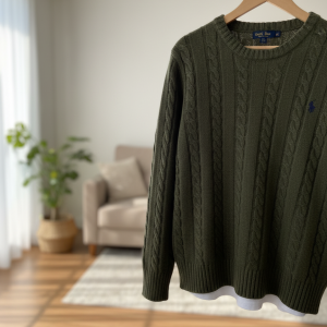 Ralph Lauren Green Cable Knit Sweater