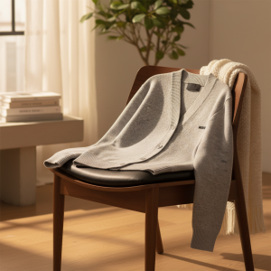 WE11DONE Grey Knit Button Cardigan Sweater