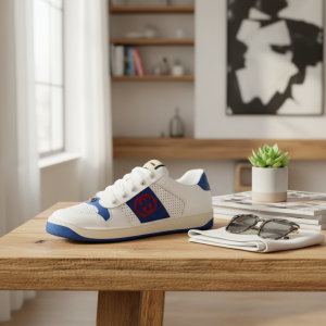 Gucci Blue White Leather Casual Sneakers