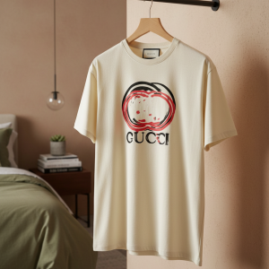 Gucci Cream Graphic Logo Cotton T-Shirt