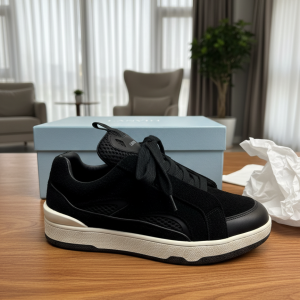 Lanvin Black Suede Leather Casual Sneakers