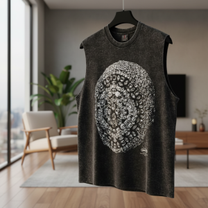 Saint Michael Skull Graphic Black Sleeveless T-Shirt