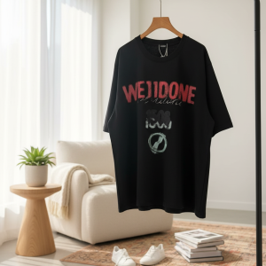 WE11DONE Black Graphic Oversized Cotton T-Shirt