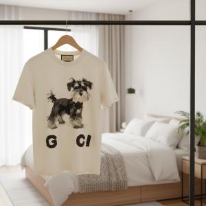 Gucci Dog Print Cotton T-Shirt for Men Women