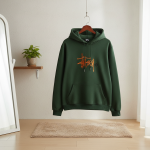 Stussy Green Graphic Logo Pullover Hoodie Sweater