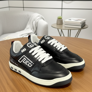 Gucci Black Leather Casual Sneaker Shoes